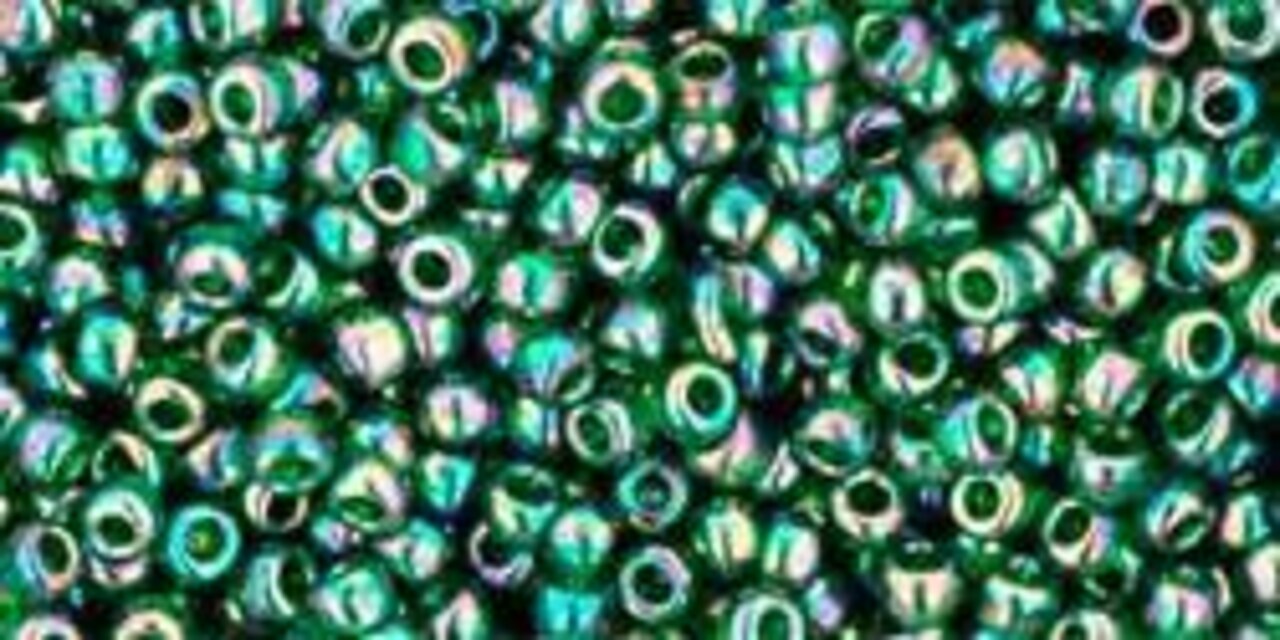 Toho 11/0 Round Japanese Seed Bead, TR11-179, Transparent AB Green Emerald, 13 grams